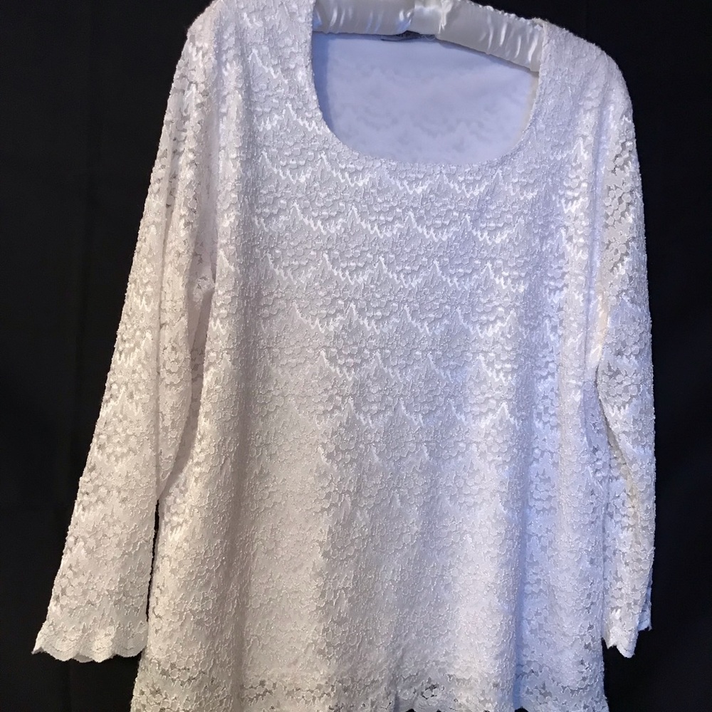 White Lace Blouse with white silky lining.